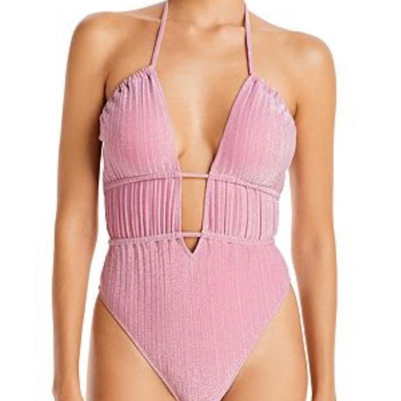 RAMY BROOK Marta Strapless Metallic One Piece Swimsuit In Pink - Picture 3 of 14